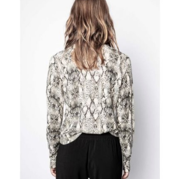 Zadig & Voltaire Cashmere Reglis Python Print Crew Neck Sweater - Picture 4 of 9